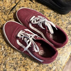 Vans Old Skool Maroon and White women’s size 10, men’s 8 1/2.
